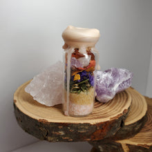 Load image into Gallery viewer, Love, Self-Love Charm Spell Bottle Good Intention Jar made with Amethyst and Rose Quartz