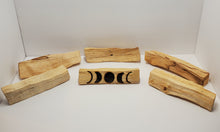 Load image into Gallery viewer, Ethically Sourced Engraved Burned Wood Moon Phases Palo Santo Smudging Stick