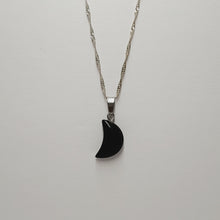 Load image into Gallery viewer, Moon Shaped Black Agate Pendants and Necklaces
