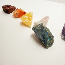 Load image into Gallery viewer, Complete Raw Chakra Crystal Stone Set with Palo Santo Smudging Stick #2
