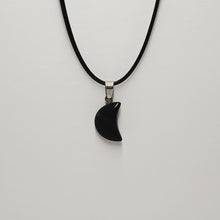 Load image into Gallery viewer, Moon Shaped Black Agate Pendants and Necklaces
