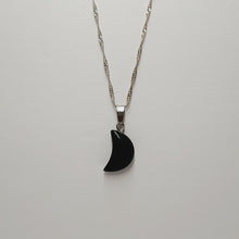 Load image into Gallery viewer, Moon Shaped Black Agate Pendants and Necklaces
