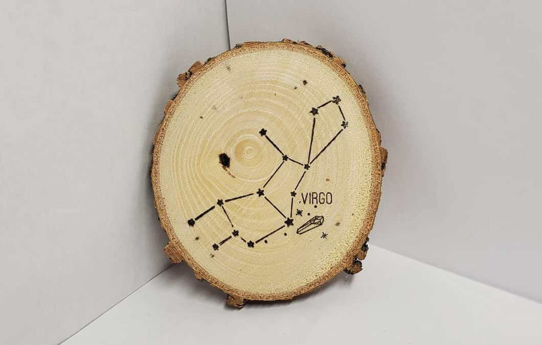 Zodiac Virgo Constellation Wooden Refrigerator Magnet / Coaster