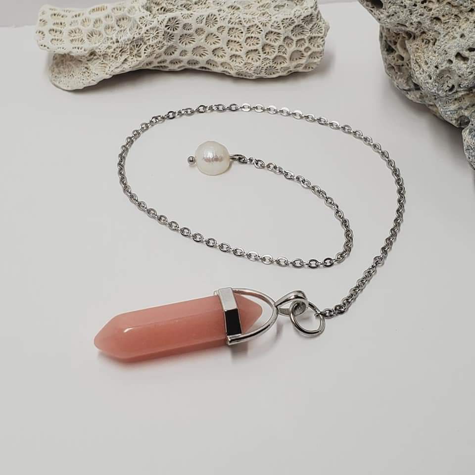 Pink Opal & Pearl Pendulum