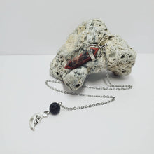 Load image into Gallery viewer, Red Jasper &amp; Lava Stone - Cresent Moon - Pendulum
