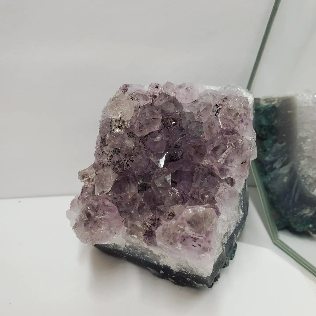 Rutilated Amethyst Crystal Cluster Geode Chunk