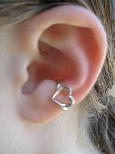 Sterling Silver Heart Ear Cuff