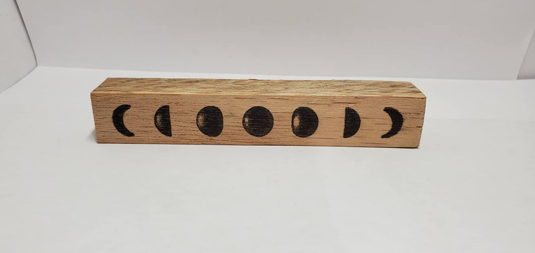 Reclaimed Oak Moon Phases Wooden Block Décor